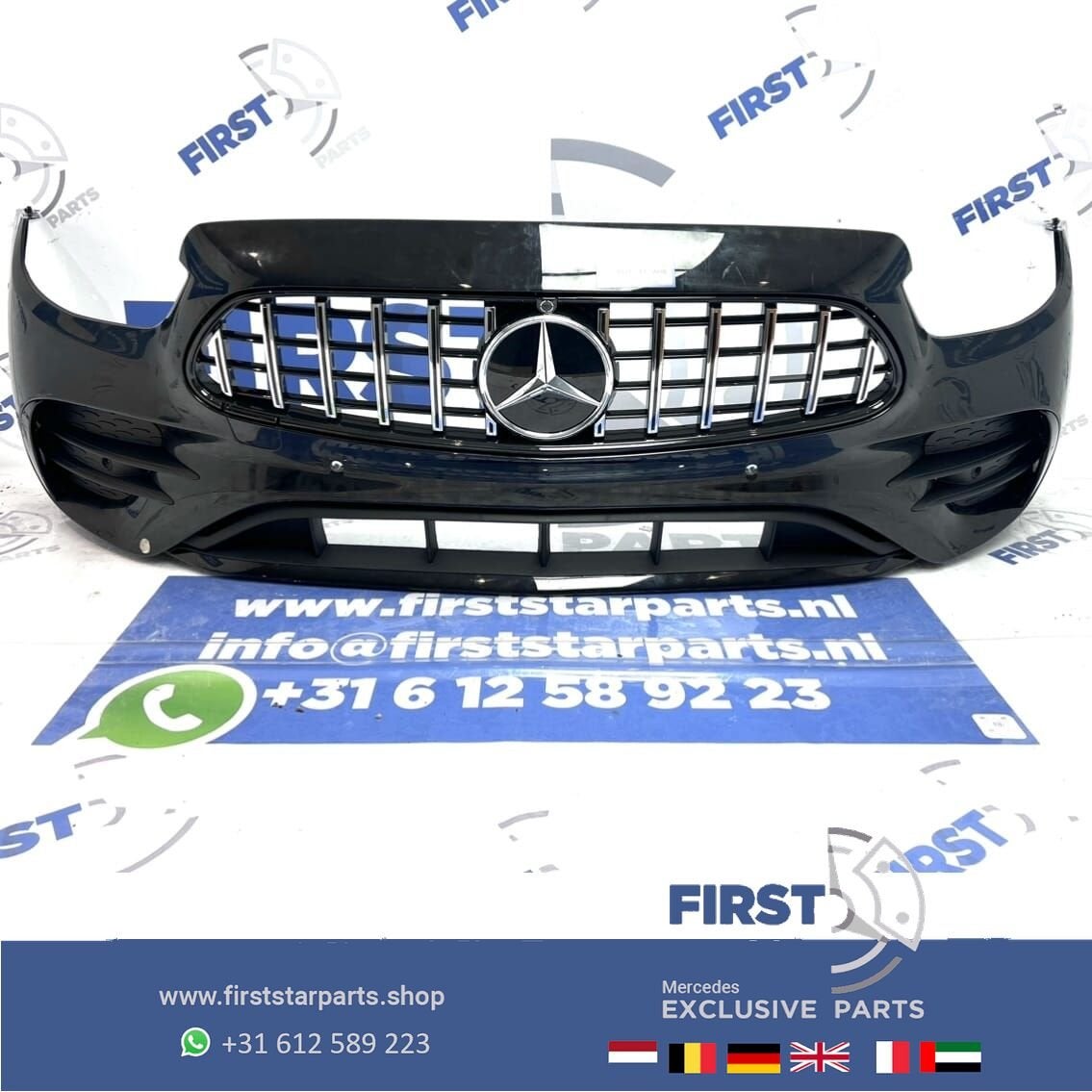 W213 W238 2023 FACELIFT AMG VOORBUMPER ZWART E Klasse Merced, Gebruikt, -, Voor, Ophalen of Verzenden