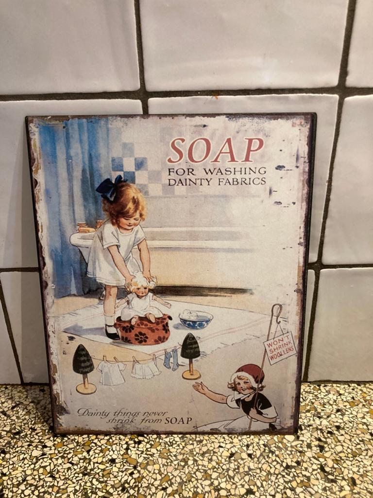 Metalen plaat soap, Ophalen of Verzenden