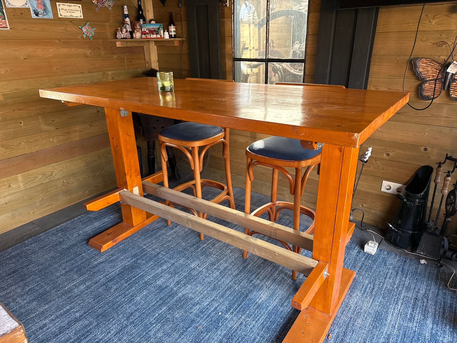 Robuuste Praattafel - Houten Bartafel (175x79x105cm), Ophalen, Gebruikt
