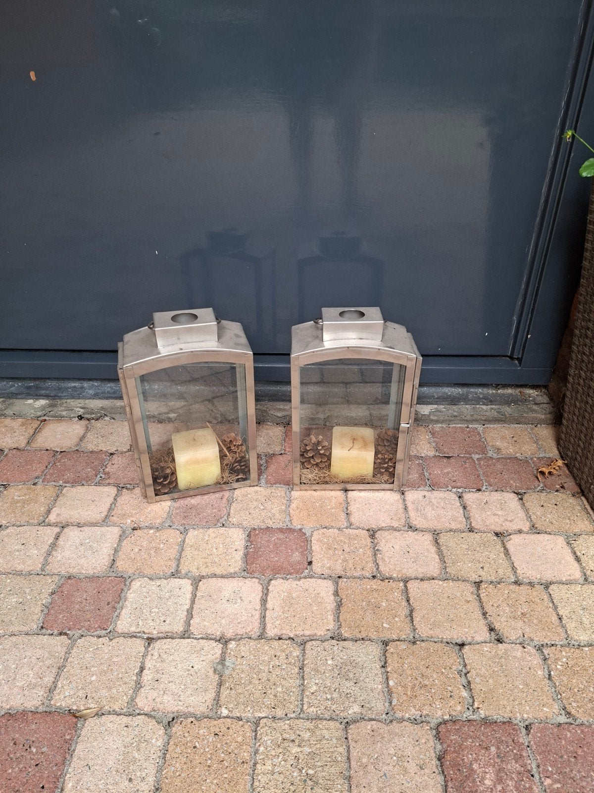 2 Windlichten Chroom 25 cm Hoog, Ophalen of Verzenden