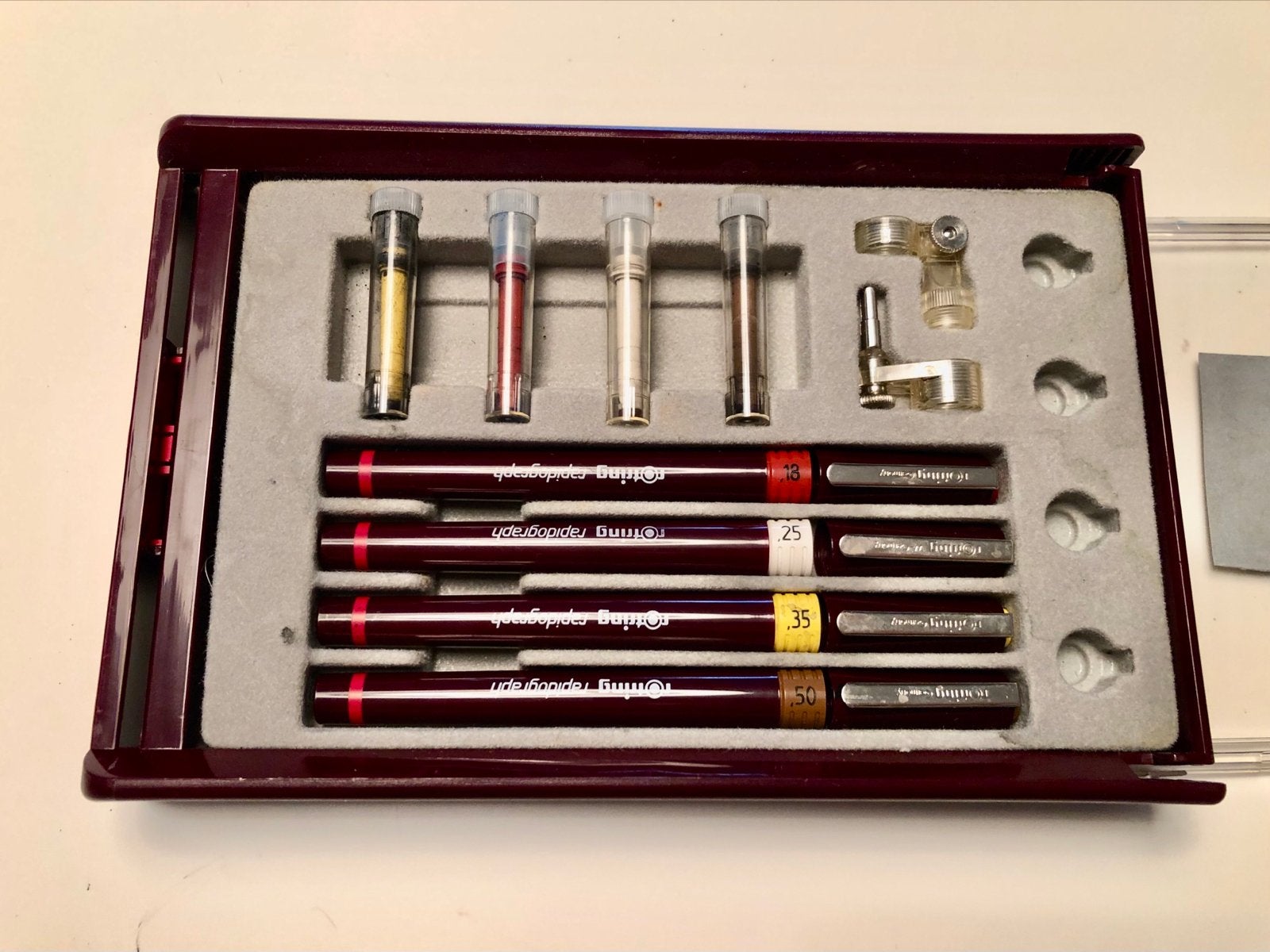 Rotring 4x Rapidograph Tekenpennenset  - vintage, Hobby en Vrije tijd, Ophalen of Verzenden, Gebruikt, Overige typen