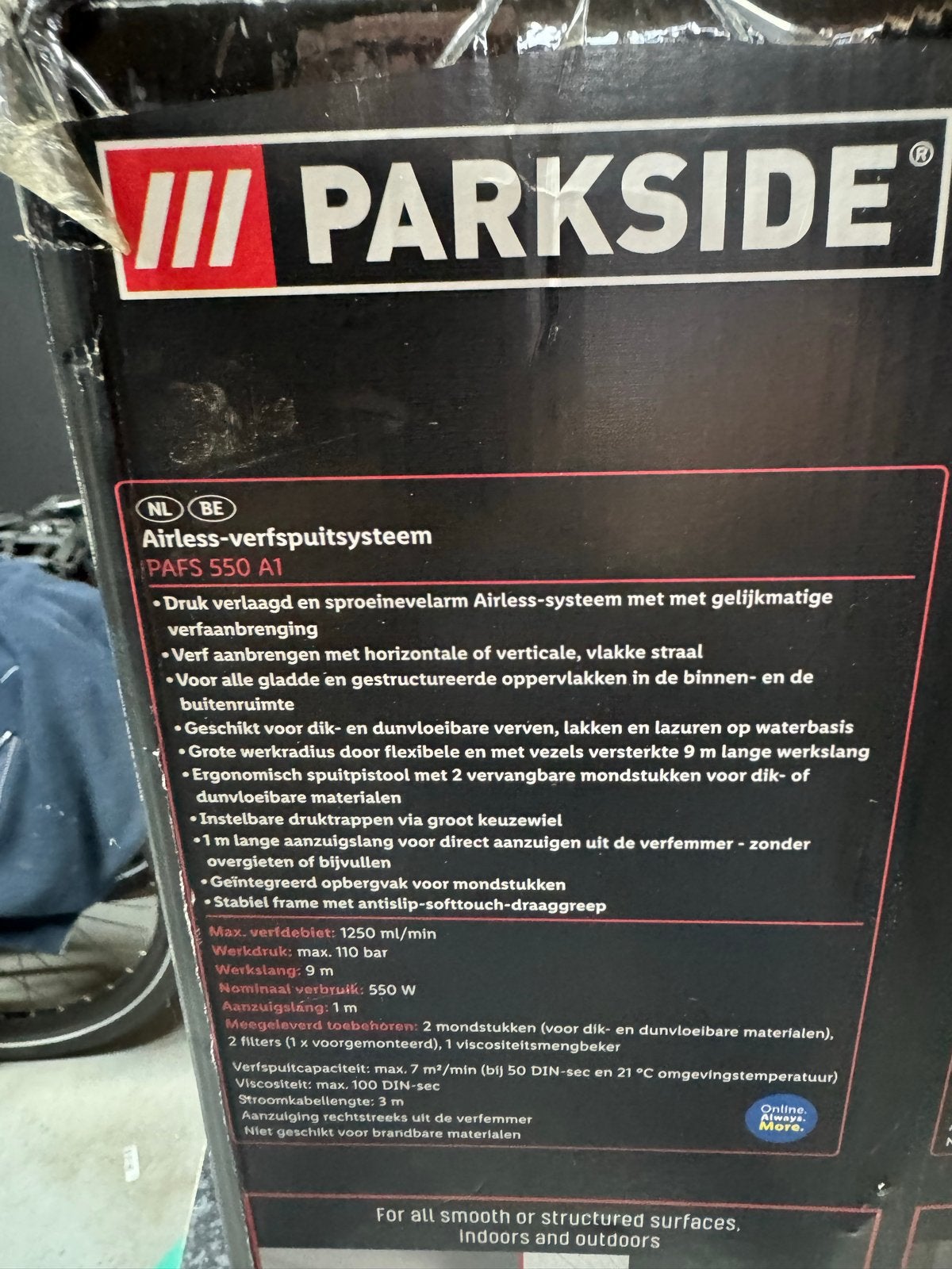 Parkside Airless Verfspuitsysteem PAFS 550 A1, Ophalen, Nieuw, Verfspuit of Verfpomp