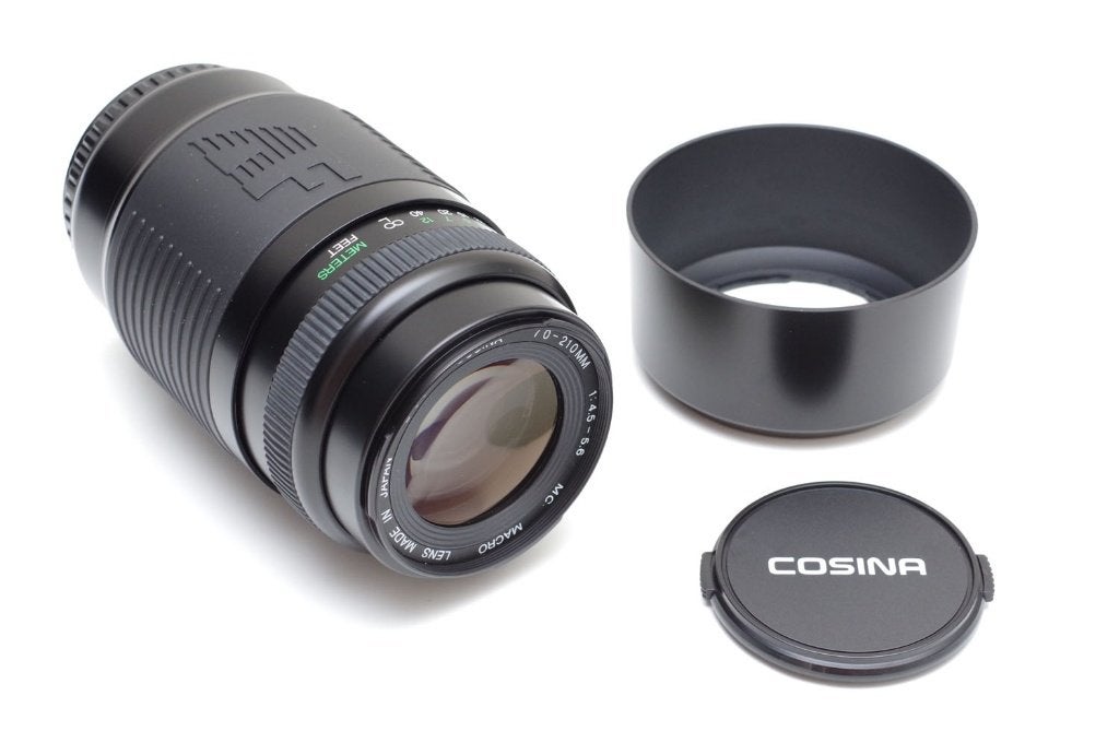 Cosina 70-210mm f/4.5-5.6 telezoomlens voor Canon EF-vatting, Overige merken, Nieuw, Zonnekap, 210 mm