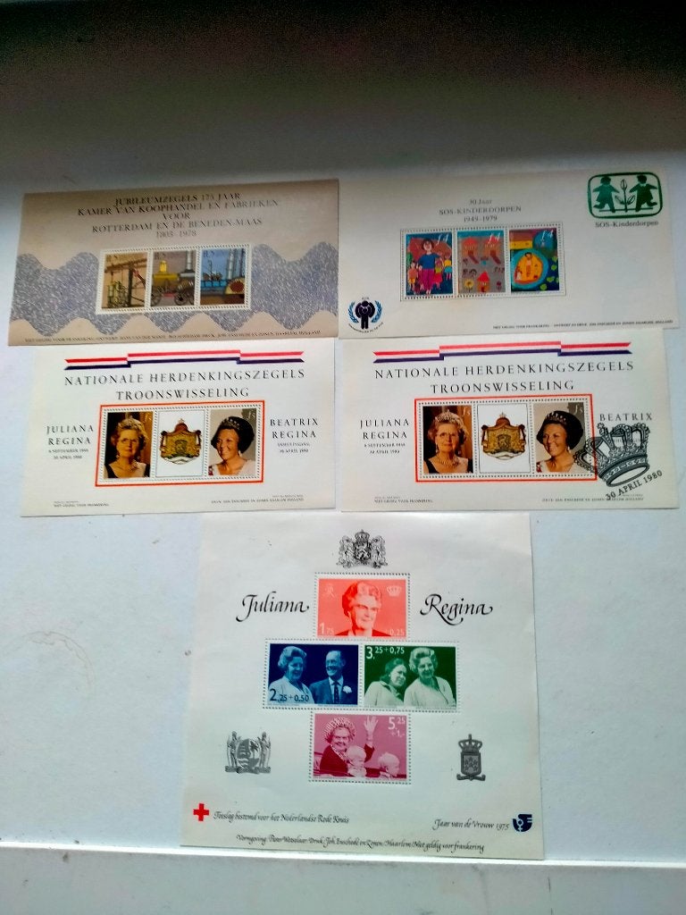 5 Herdenkingsvelletjes guldenperiode, Postzegels en Munten, Postzegels | Nederland, Verzenden, Na 1940, Postfris