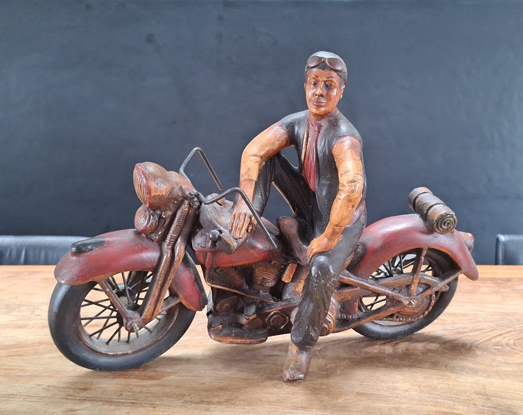 retro stand-beeld biker op panhead style Harley Davidson, Ophalen of Verzenden, Huis en Inrichting