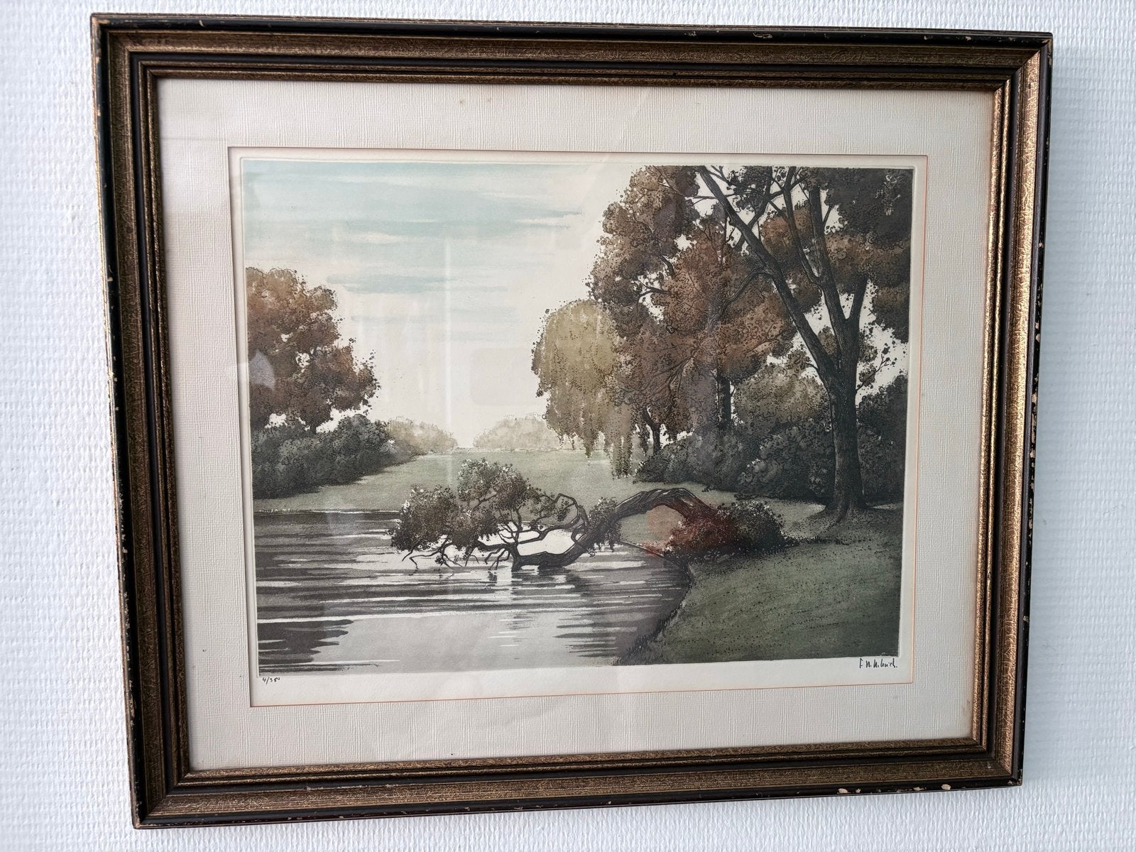 Gesigneerde en genummerde ets van Frances Hebbelinck, Antiek en Kunst, Ophalen of Verzenden, Genummerd, Ets, 50 cm