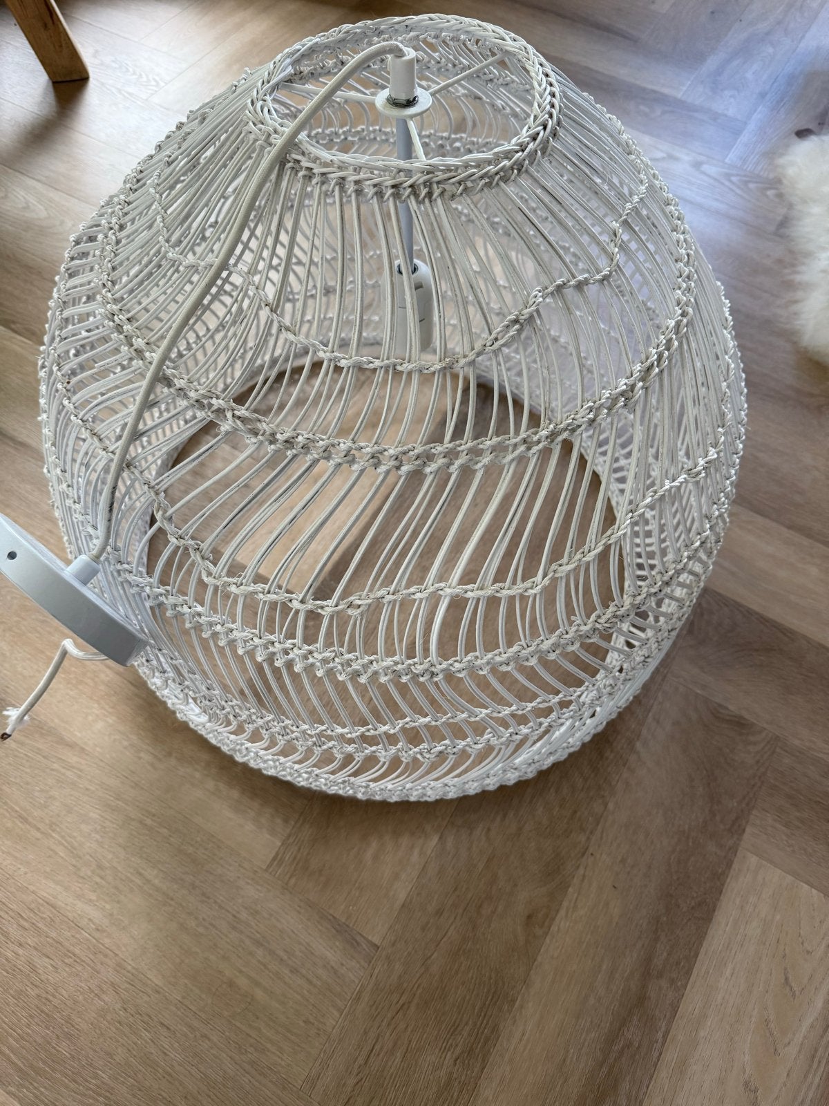 HK Living wicker hanglamp - wit, Ophalen, Zo goed als nieuw