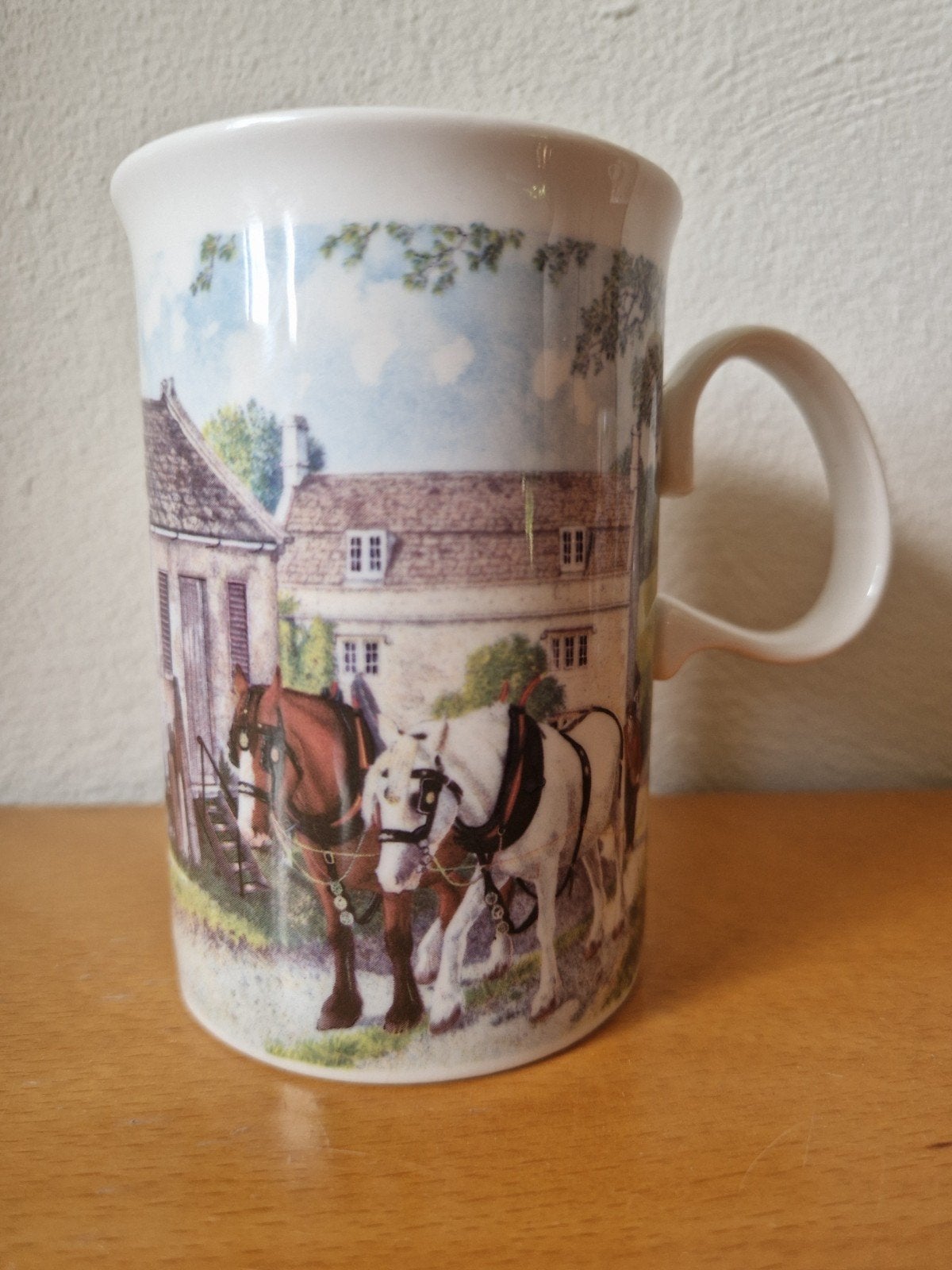 Vintage Dunoon mok Richard Partis - Trekpaarden, Gebruikt, Overige merken, Keramiek, Vintage