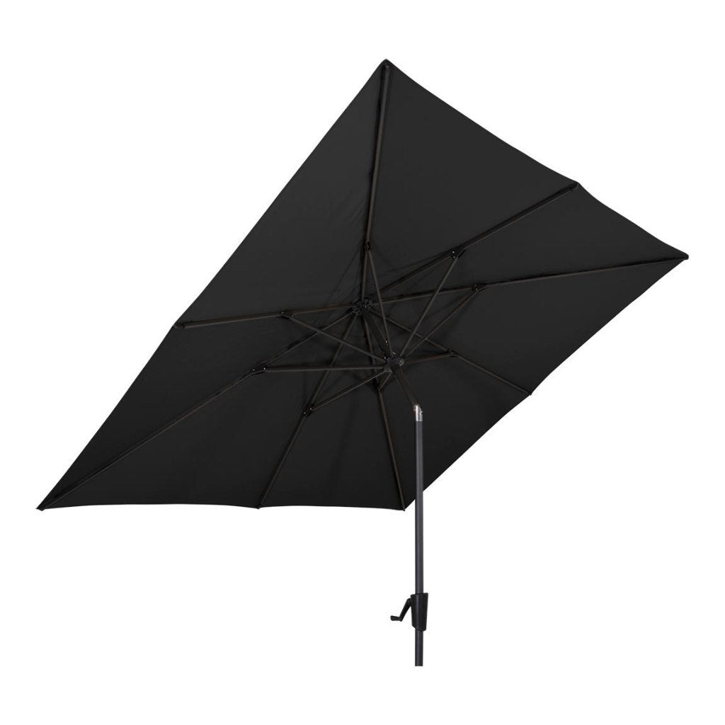 Parasol vierkant met molen zwart, Kantelbaar, Nieuw, Parasolvoet, 2 tot 3 meter