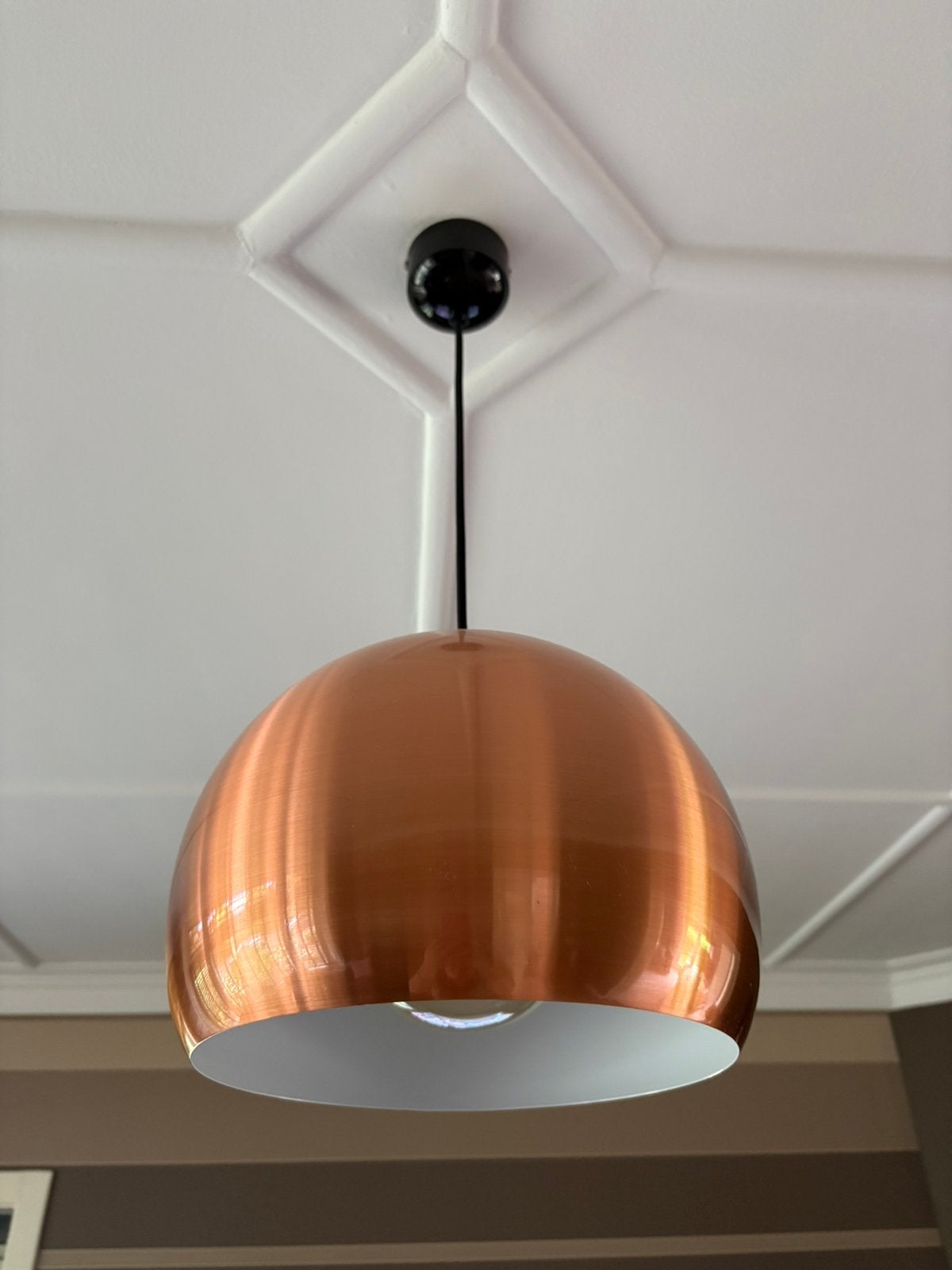 Prachtige koperkleurige hanglamp, Huis en Inrichting, Lampen | Hanglampen, Zo goed als nieuw, Metaal, Industrieel, E27 (groot)
