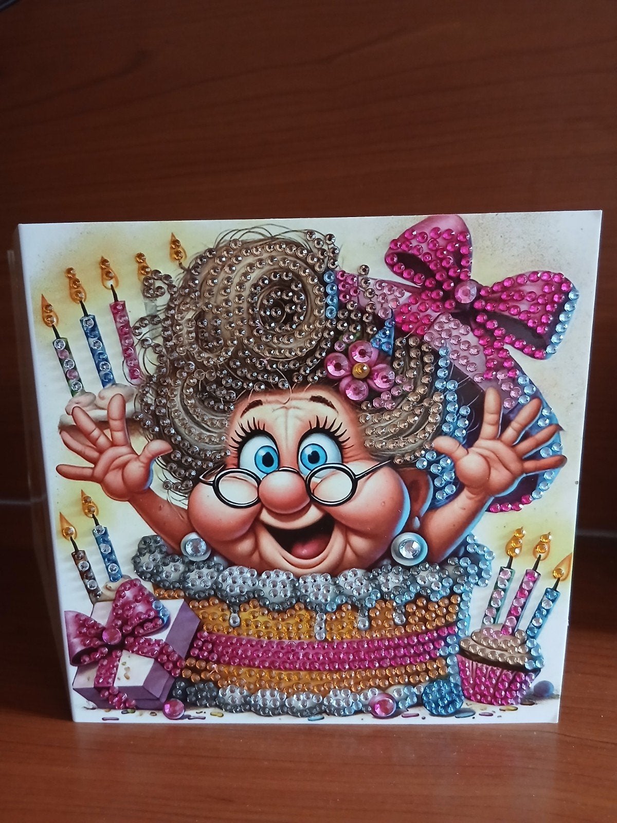 Kaart verjaardag vrouw taart diamond painting 860 = 1,75, Ophalen of Verzenden, Nieuw