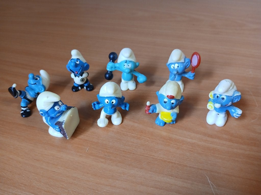 Smurfenset (8 smurfen), Ophalen of Verzenden, Zo goed als nieuw, Verschillende Smurfen, Poppetje, Figuurtje of Knuffel