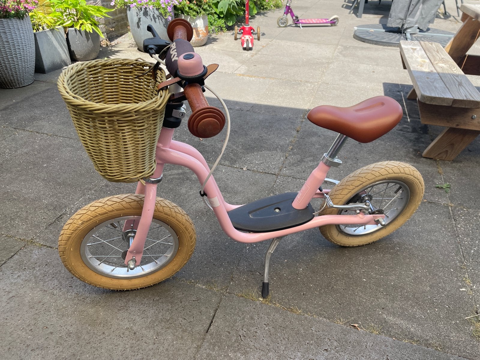 Puky Starter XL Loopfiets - Roze met mandje, Ophalen, Gebruikt, Velgrem, Minder dan 16 inch
