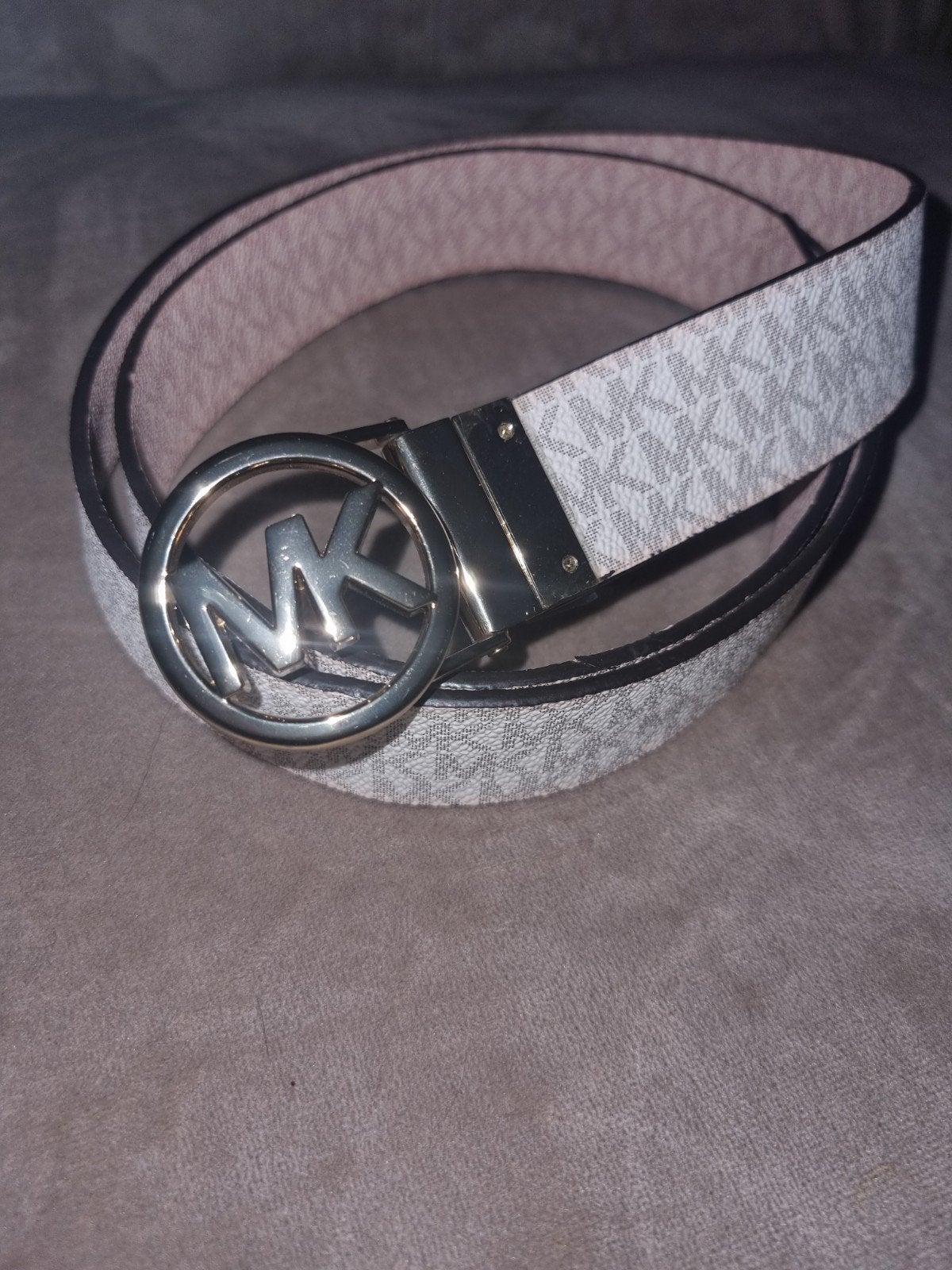 Michael Kors riem met MK logo gesp, Michael Kors, 3 tot 5 cm, Wit, Heupriem