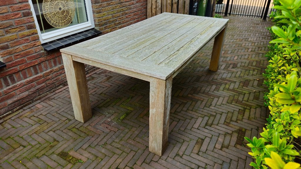 Teak houten tuintafel 200 x 100, Tuin en Terras, Ophalen, Gebruikt, Rechthoekig, Teakhout