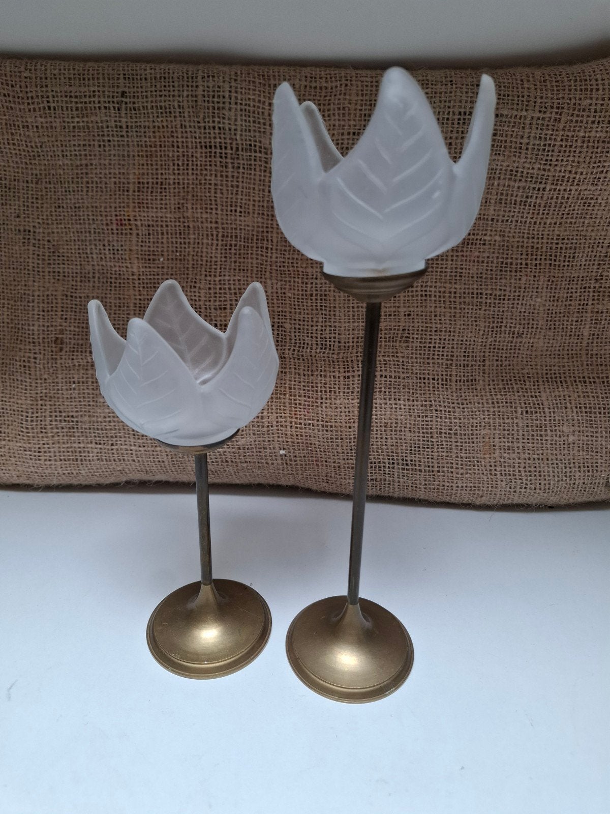 Vintage Waxinelichthouders – Matglas & Messing, Ophalen of Verzenden, Koper of Brons