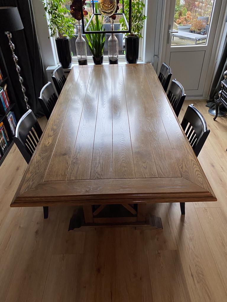 Te koop eikenhouten kloostertafel, Huis en Inrichting, Tafels | Eettafels, Ophalen, Gebruikt, 100 tot 150 cm, Eikenhout