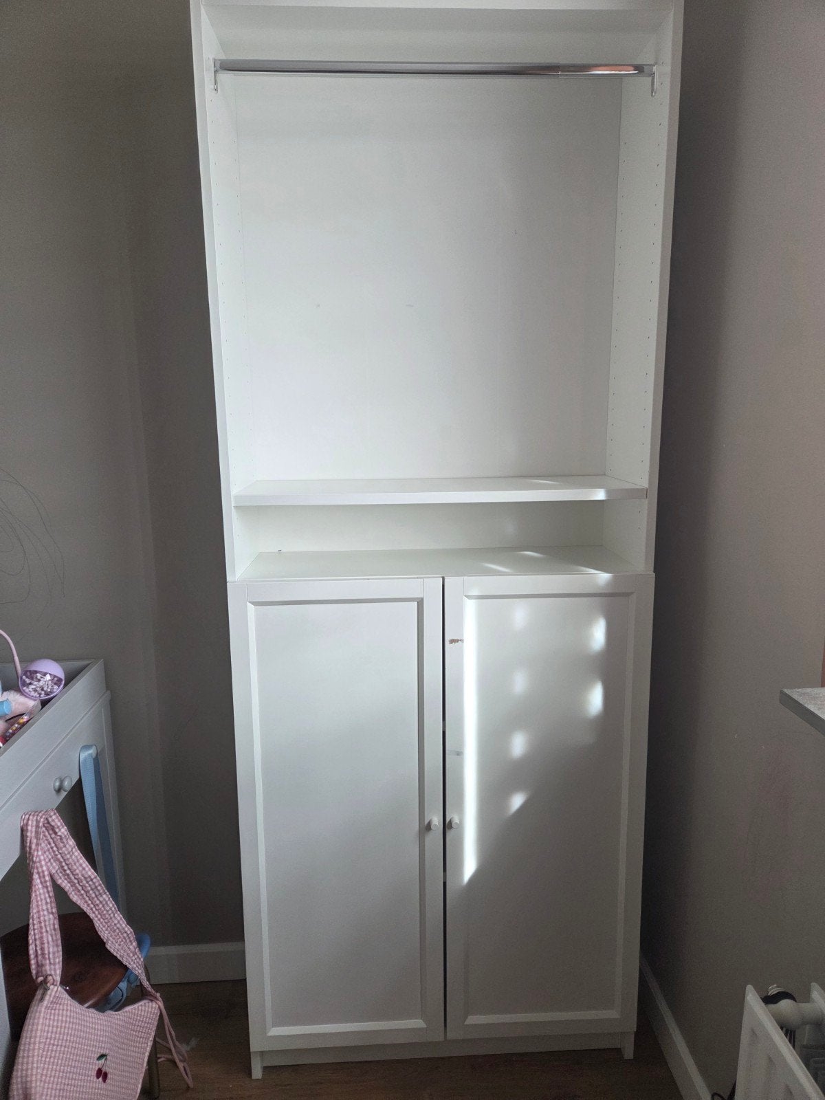 ikea Witte kast met planken en hangruimte, Ophalen, Met deur(en), Gebruikt, 200 cm of meer
