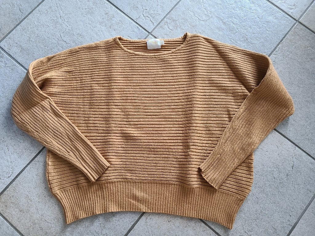 Oranje/okergele rib trui, maat S/M, Ophalen of Verzenden, Nieuw, Maat 38/40 (M), Oranje