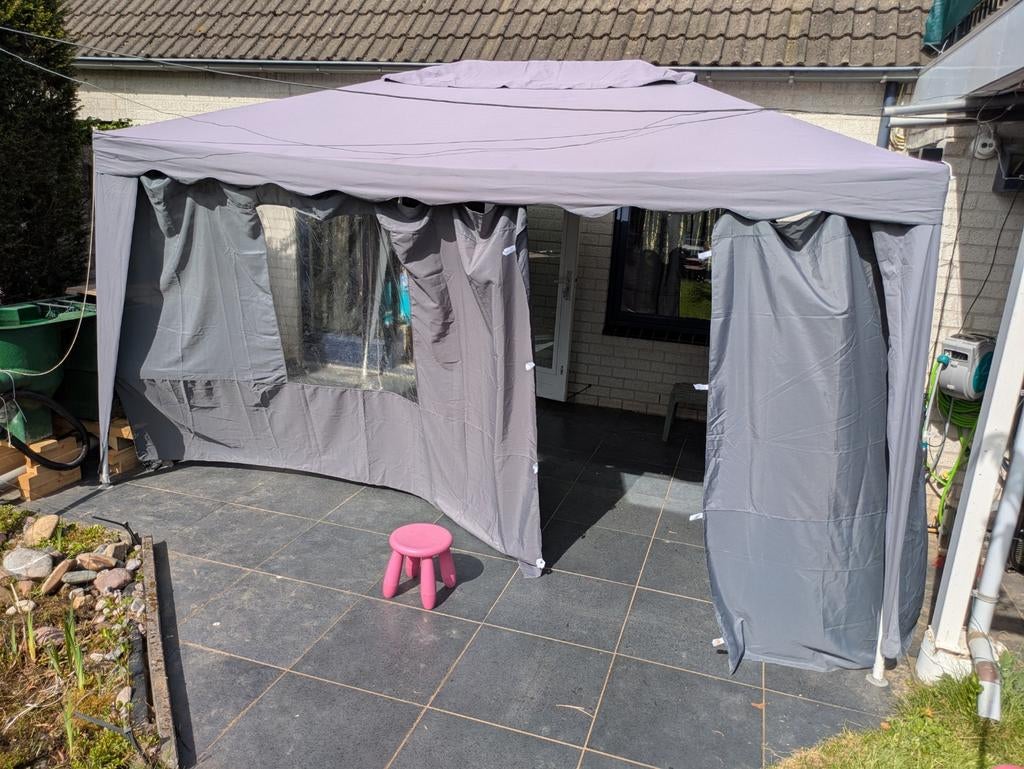 Partytent/paviljoen grijs 3 X 4 - Ideaal voor tuinfeesten, Tuin en Terras, Partytenten, Ophalen, Gebruikt, Partytent, Minder dan 4 meter
