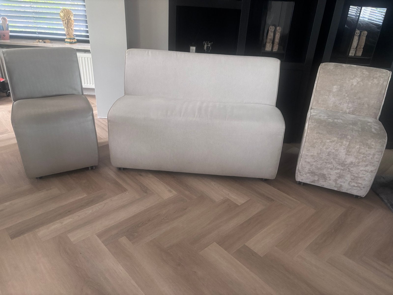 Keijser & co 2 eerkamerbankjes en 4 eetkamerstoelen, Ophalen, Overige kleuren, Vijf, Zes of meer stoelen, Leer