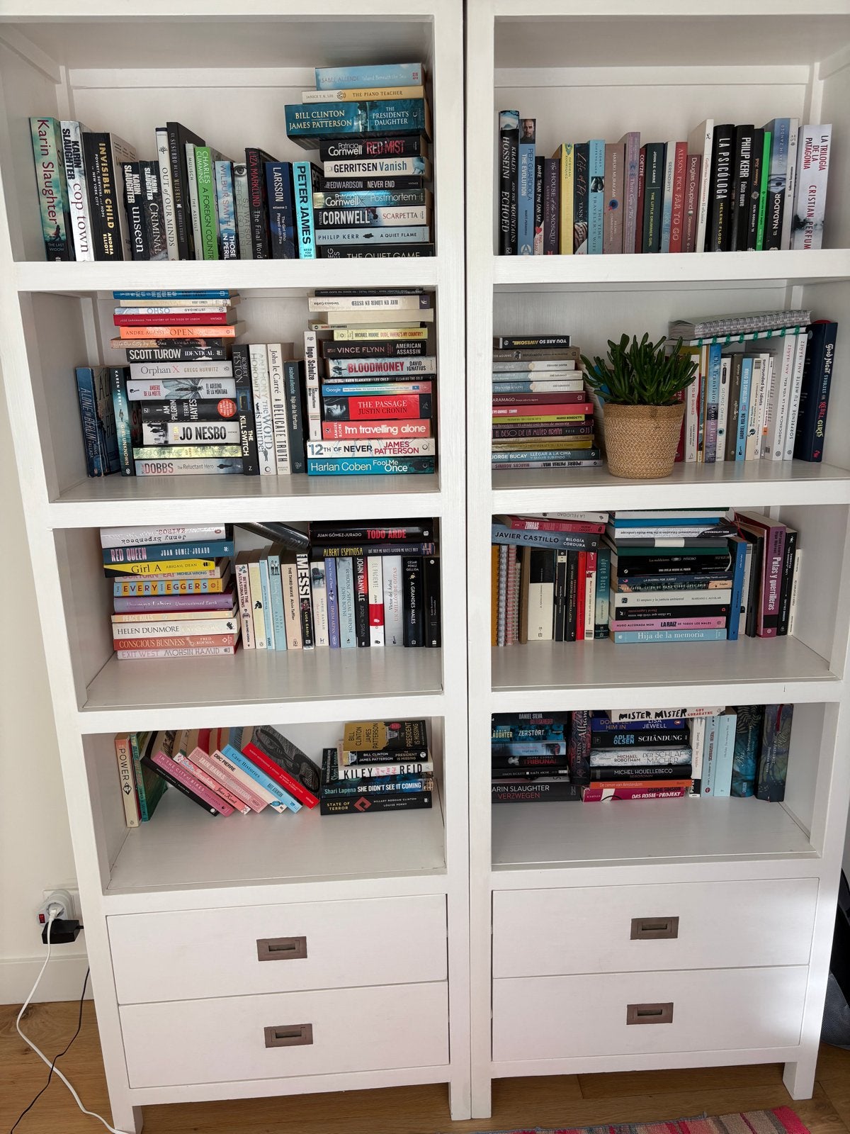 2 Sturdy Wooden Bookcases with Drawers (€150 each), Ophalen, Gebruikt, 50 tot 100 cm, Met lade(s)