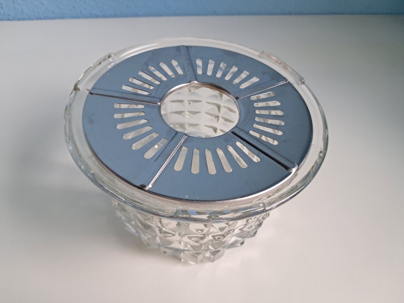 Vintage glazen rechaud ( theelichthouder)., Ophalen of Verzenden
