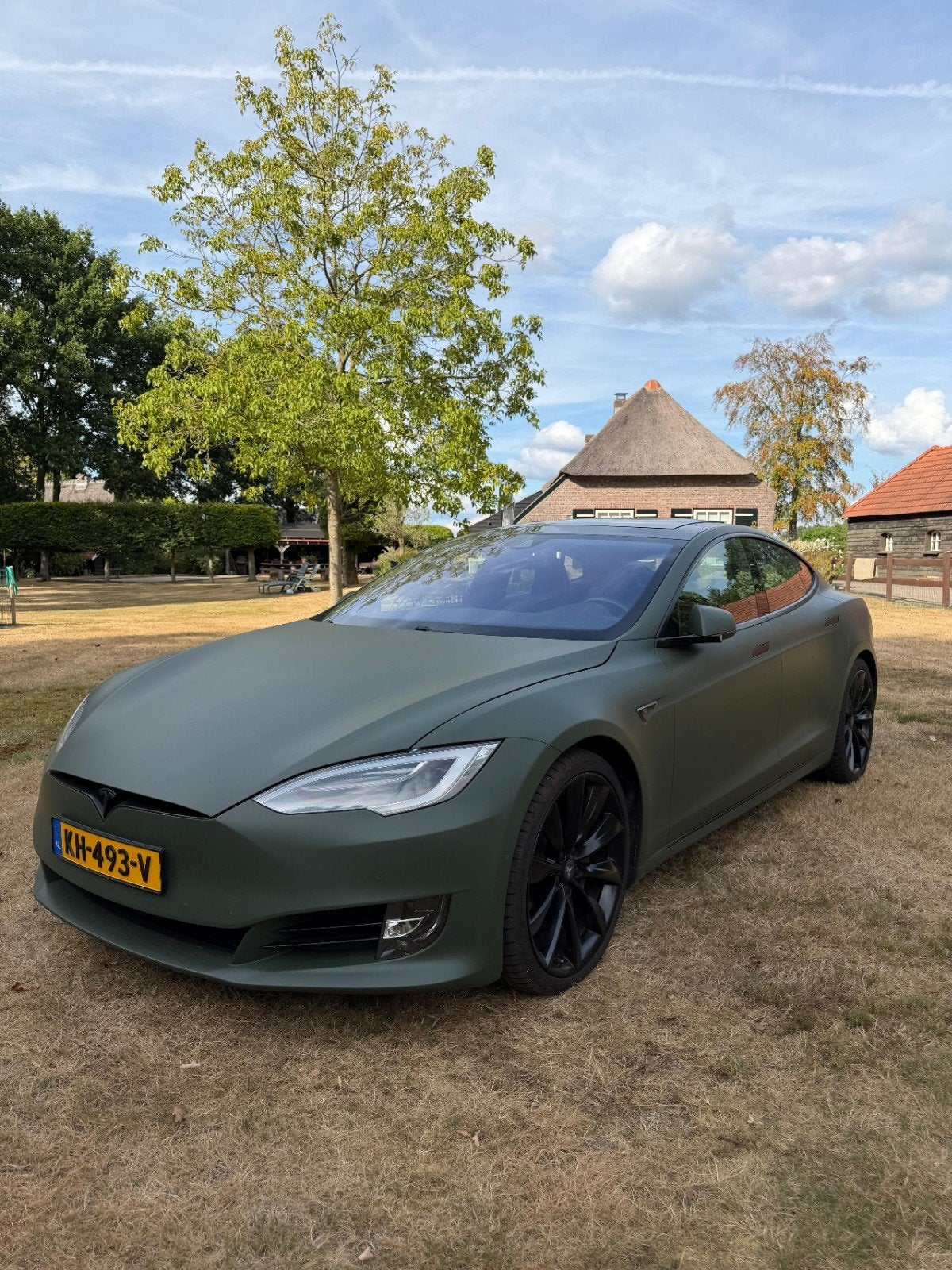 Tesla Model S 90D AWD | Olive Green wrap | MCU2 + CCS upg., Particulier, Te koop