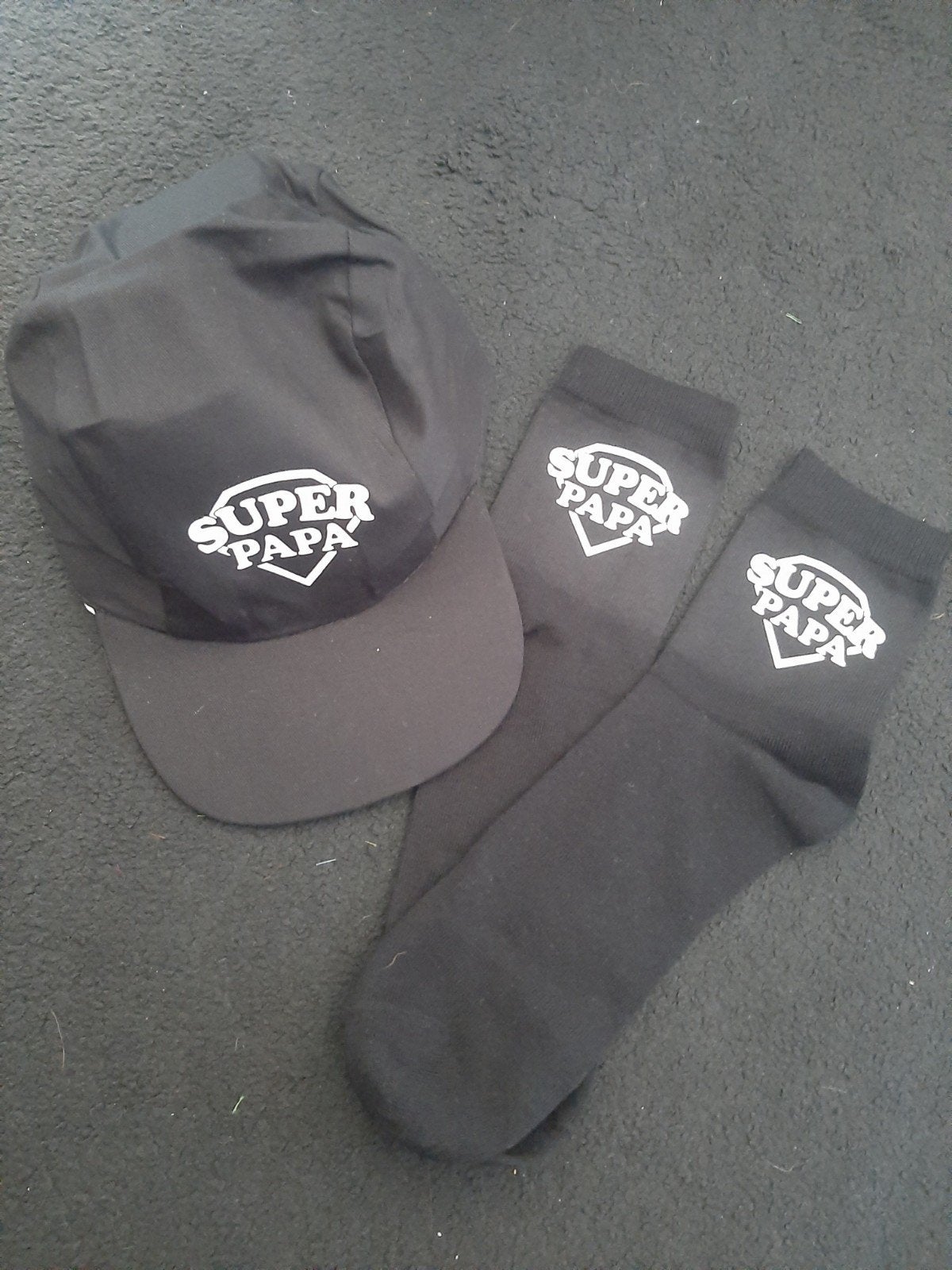 Vaderdag cadeau set: Cap & Sokken "Super Papa", Ophalen of Verzenden, Nieuw, Overige maten, Zwart