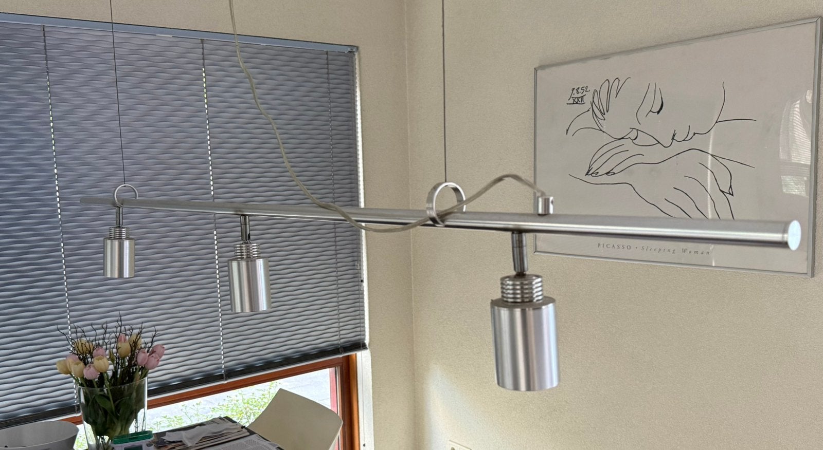 Plafondlamp + Vloerlamp, Gebruikt, GU10, Met schakelaar, Zilver
