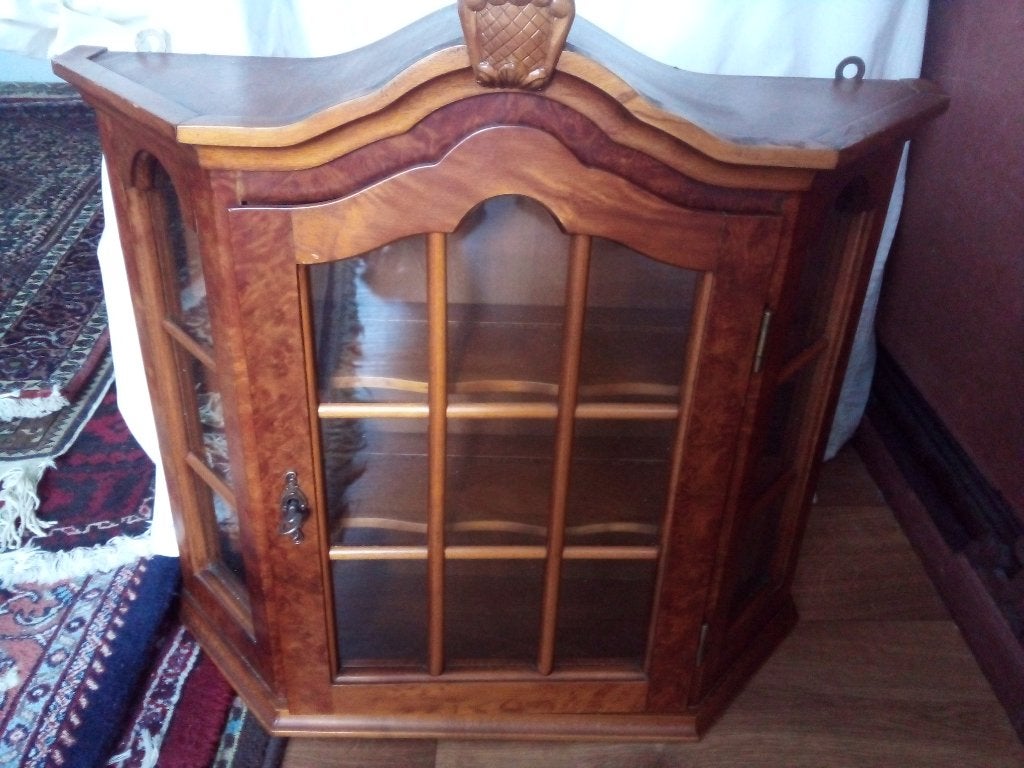 Retro vitrinekastje eiken hout 3 plankjes, Ophalen, 50 tot 100 cm, Zo goed als nieuw, Minder dan 25 cm