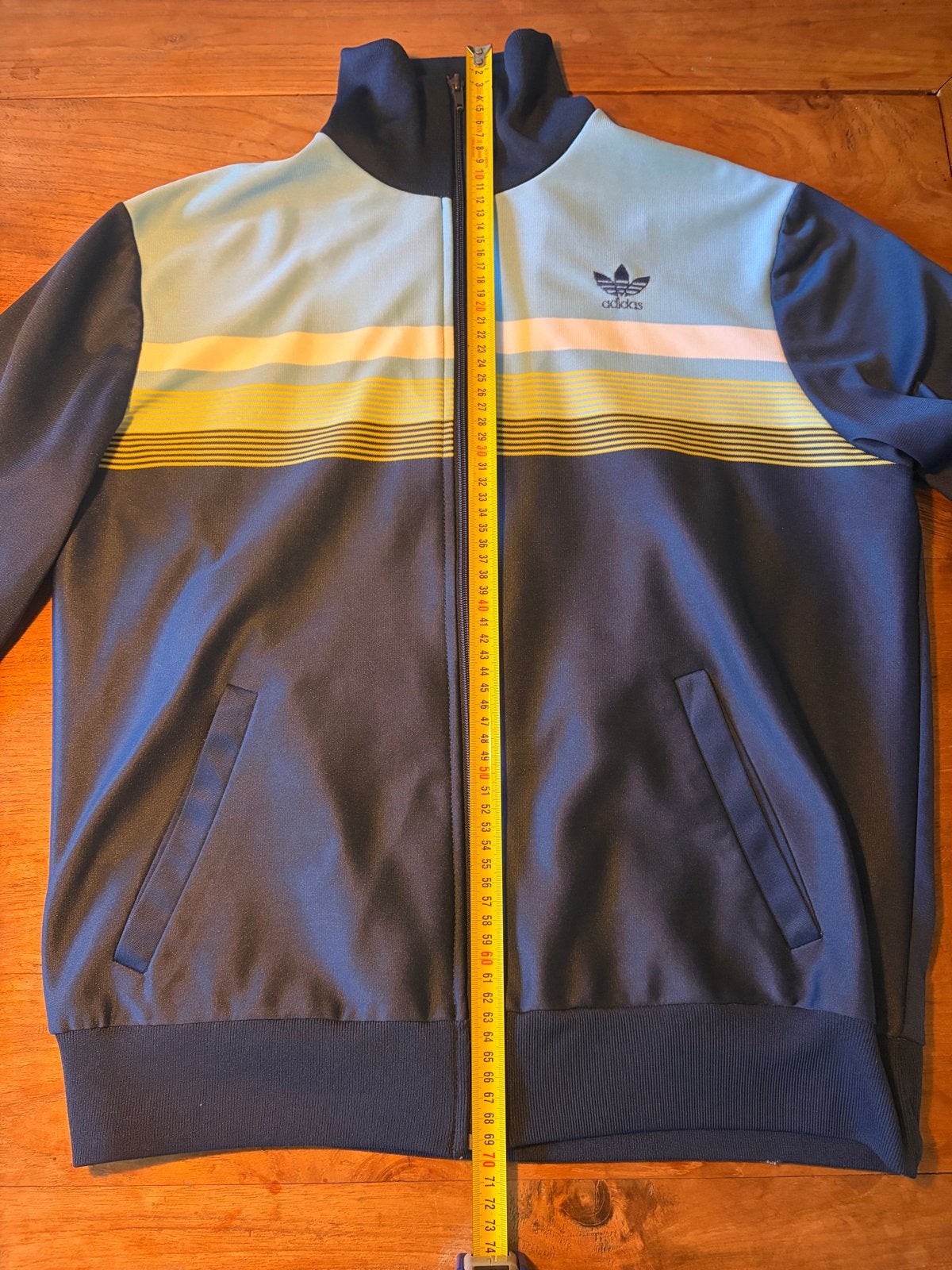 Vintage Adidas trainingsjack - Maat 50 (M), Ophalen of Verzenden, Gedragen, Maat 48/50 (M), Blauw