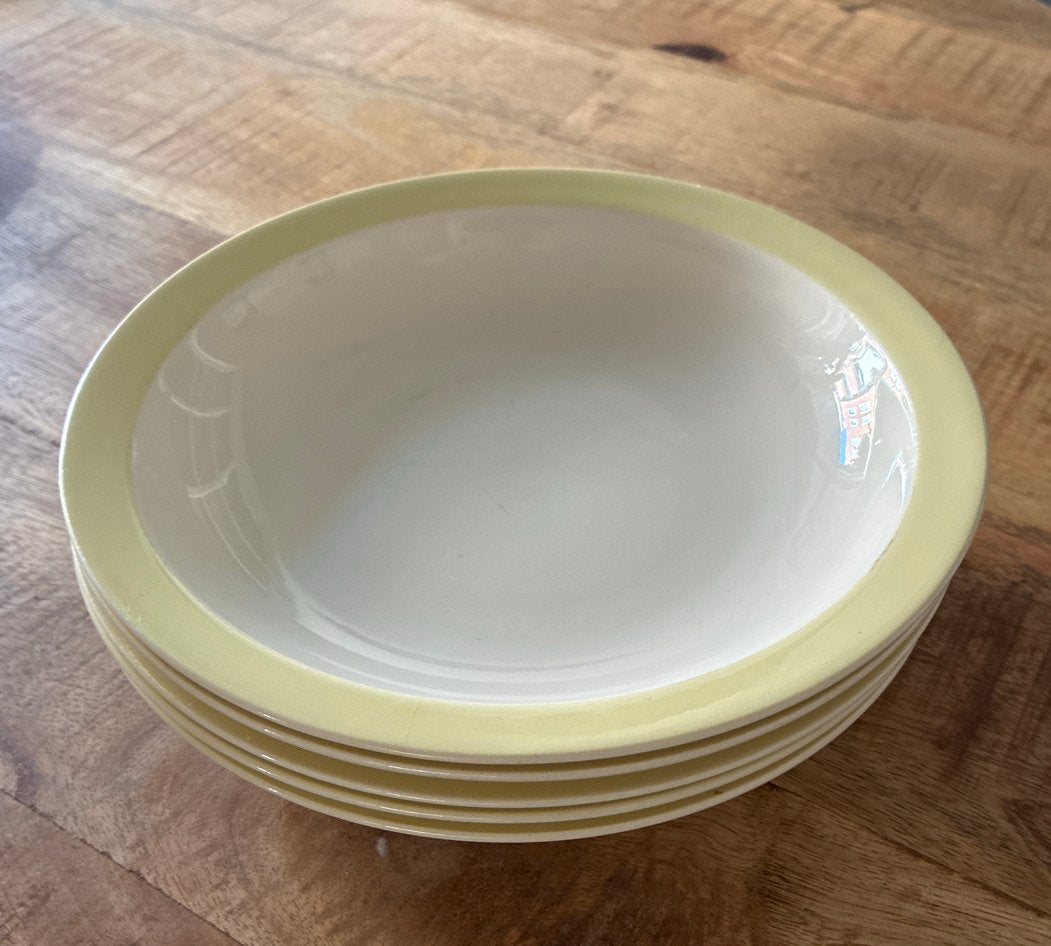 Set van 5 pastel P. Regout & Co. Maastricht diepe borden, Antiek en Kunst, Antiek | Servies los, Ophalen