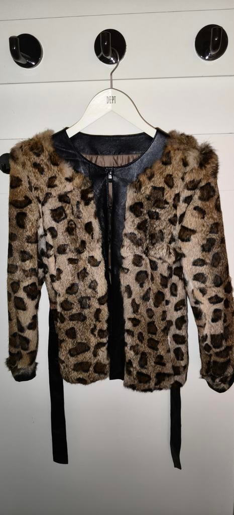Anna Ventura Leopard jasje Real Fur Bont Vintage Retro, Maat 38/40 (M), Bruin, Ophalen of Verzenden, Zo goed als nieuw