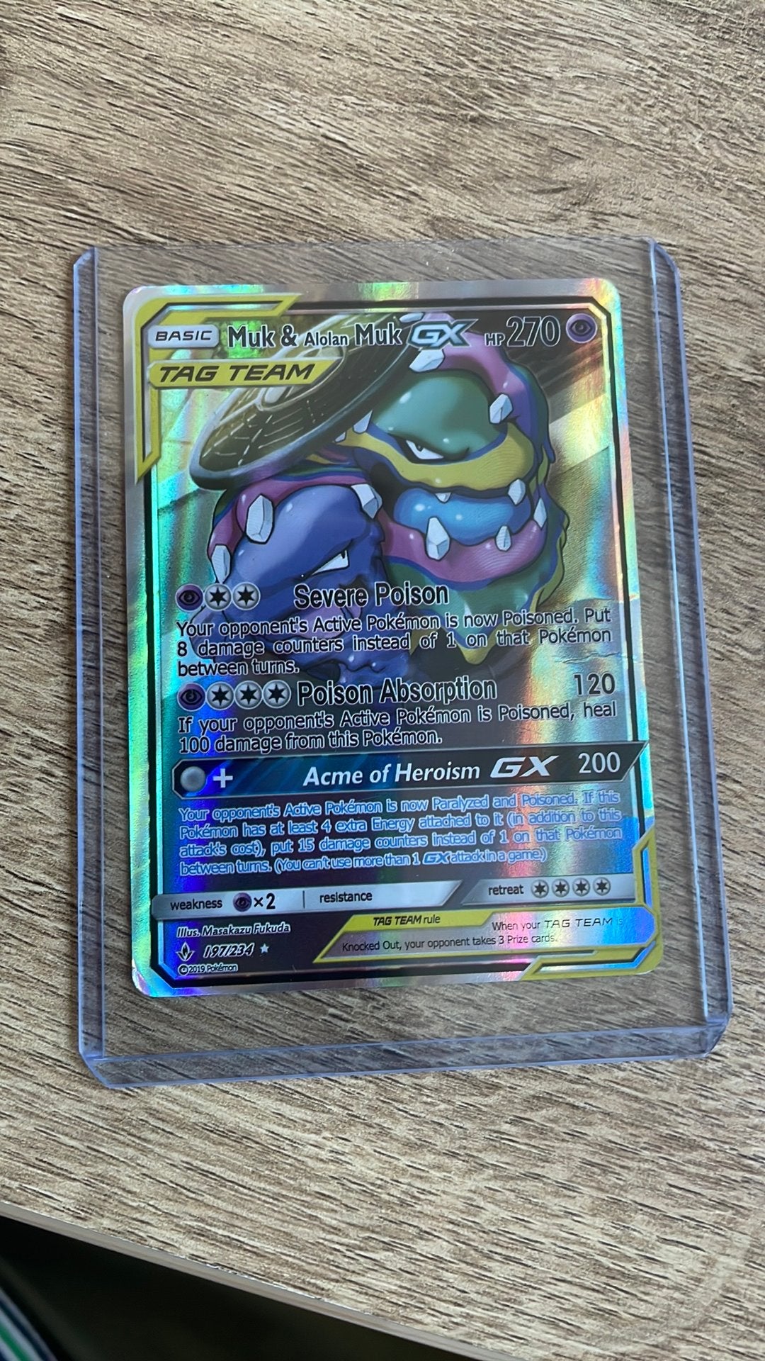 Zeldzame Muk & Alolan Muk GX Pokémon Kaart - TAG TEAM, Ophalen of Verzenden, Nieuw, Losse kaart, Foil