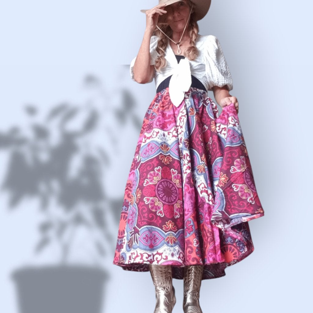 Geweldige swing of cirkelrok recycled materiaal mt 38/44, Kleding | Dames, Rokken, Maat 38/40 (M), -, Handgemaakt, Zwart