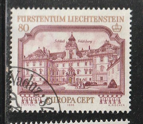 Verenigd Europa 1978 - Liechtenstein - Slot Feldsberg, Ophalen, Gestempeld, Plaats of Gebouw