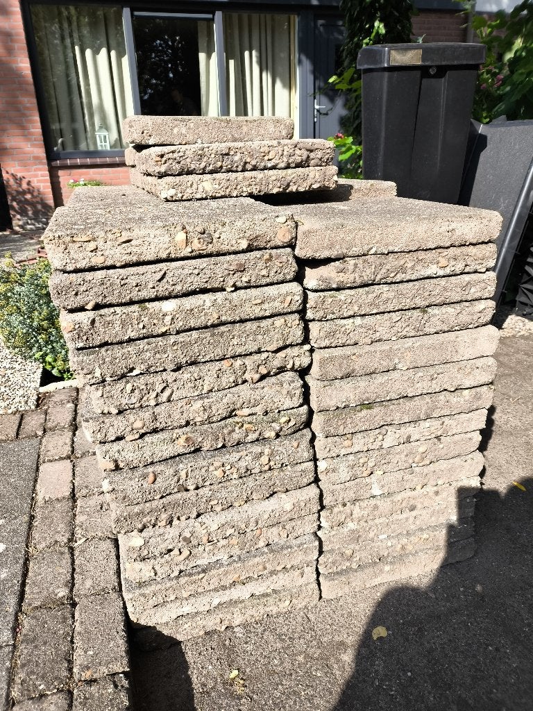 100 Stoeptegels 30x30 cm, Ophalen, Gebruikt, 5 tot 10 m², Beton
