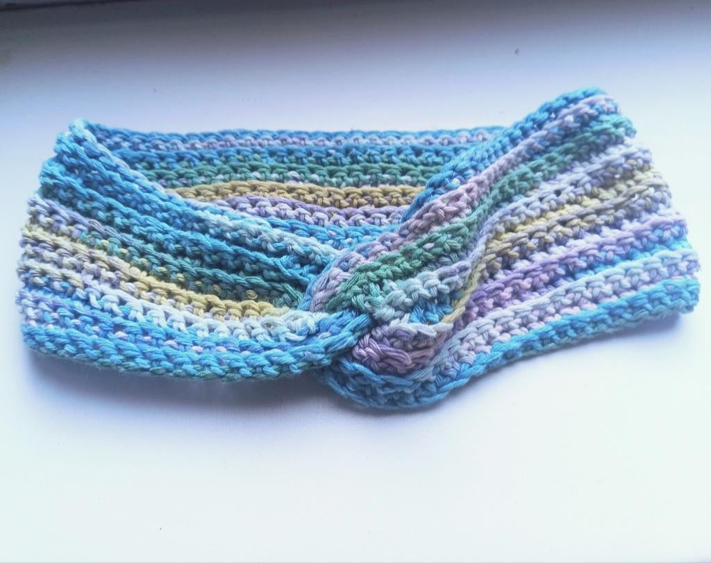 Handgemaakte gehaakte tulband van gerecycled katoen, Maat 42/44 (L), Nieuw, Ophalen of Verzenden, Handgemaakt