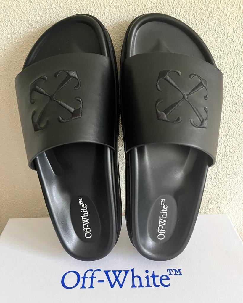 Off White leren slippers maat 40!, Kleding | Heren, Schoenen, Slippers, Zwart, Nieuw, Ophalen of Verzenden