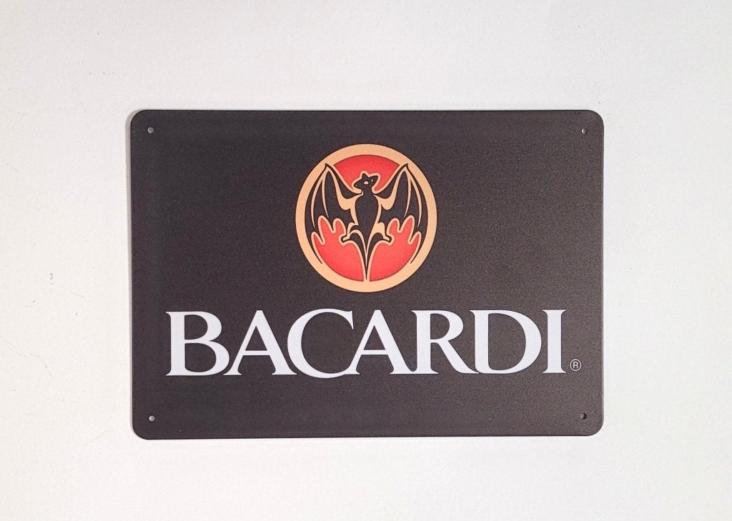 Bacardi logo zwart reclamebord van metaal wandbord deco, Reclamebord, Info@deconoord.nl, Deco Noord, Nieuw