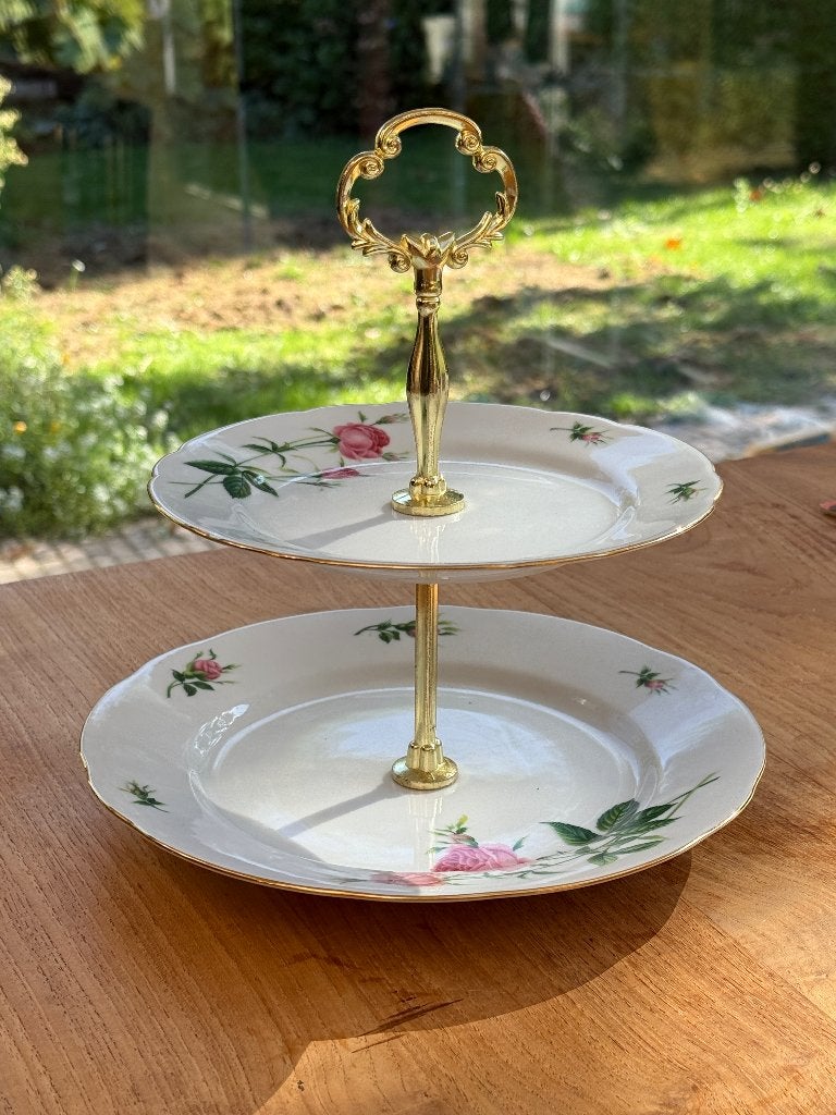 Vintage etagère Christineholm porcelaine Rose, Ophalen, Etagère, Demontabel, Zo goed als nieuw