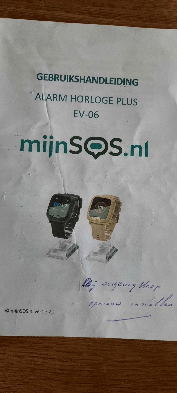 alarm horloge plus EV-06, Ophalen