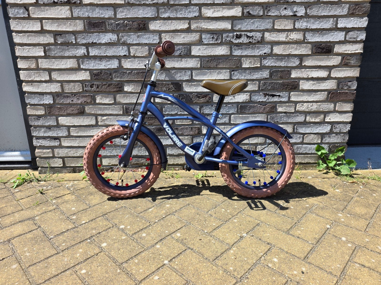 Volare Cruiser 14 inch kinderfiets - Blauw, Ophalen, Terugtraprem, Zijwieltjes, Volare