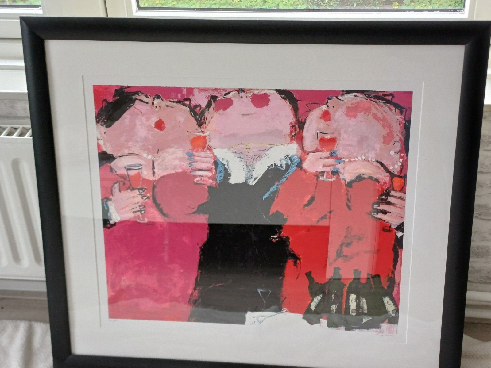 Schilderij Gerdine Duijsens In de kroeg, Gesigneerd, Ophalen, Zeefdruk