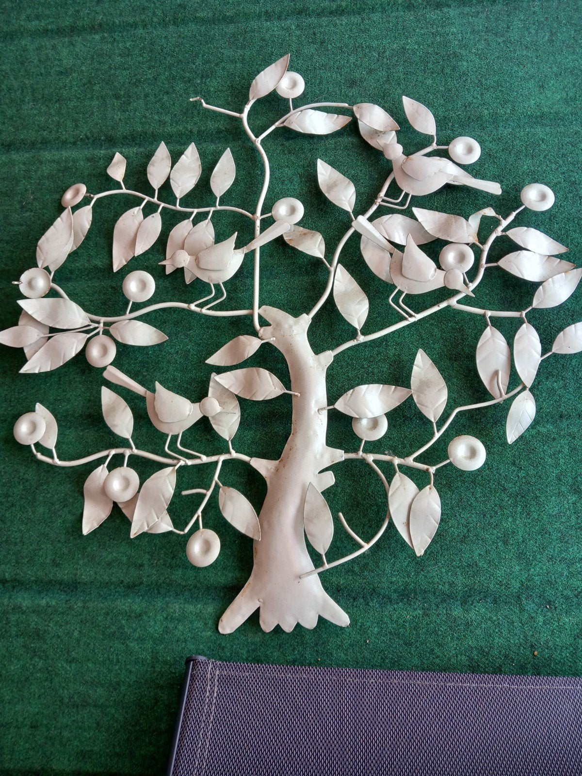 Metalen boom met bladeren en vogels, Ophalen, Rond, Handgemaakt, Metaal