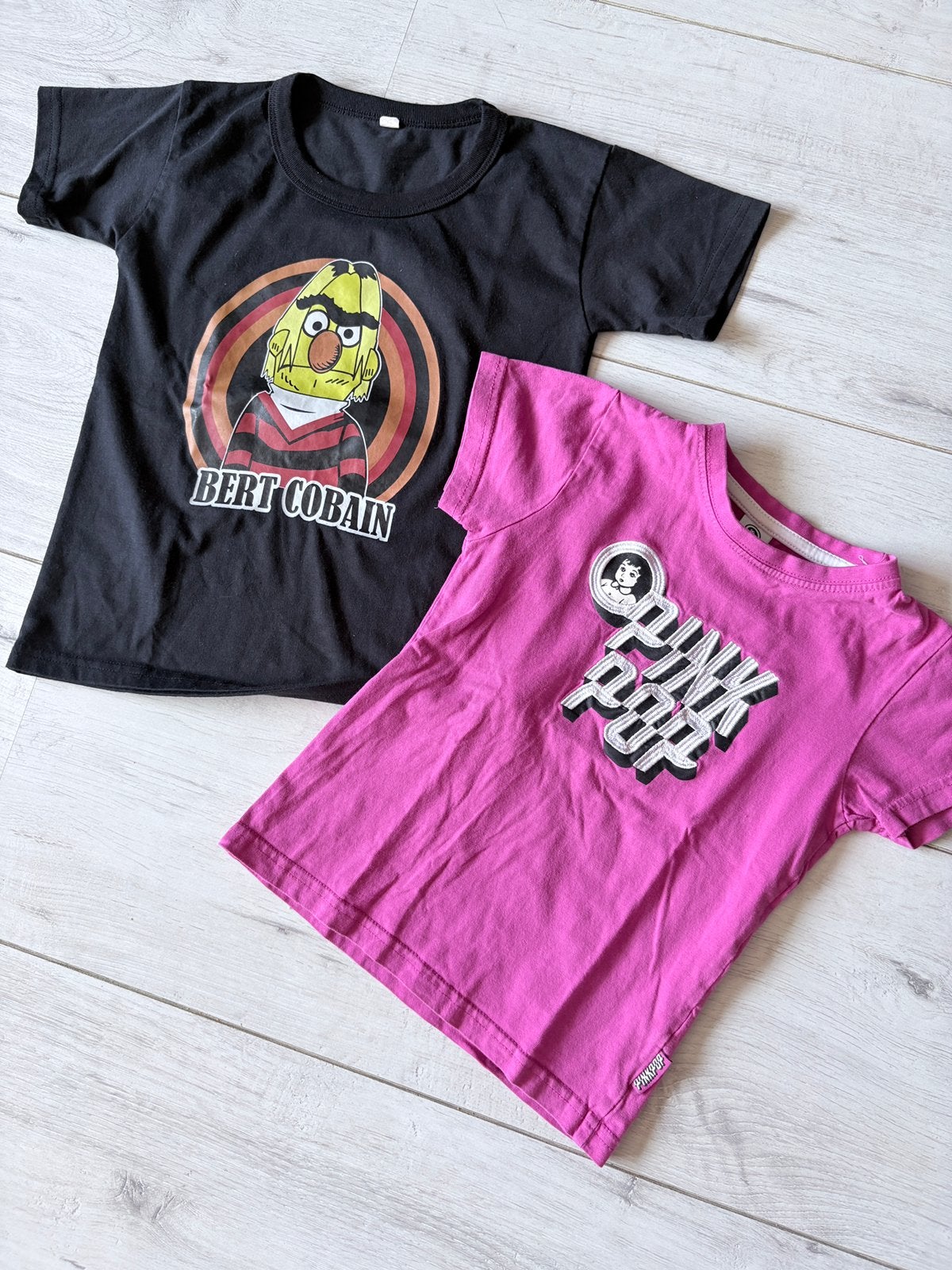 Pinkpop en ‘Cobain’ shirt maat 116., Ophalen of Verzenden, Zo goed als nieuw, Jongen of Meisje, Shirt of Longsleeve