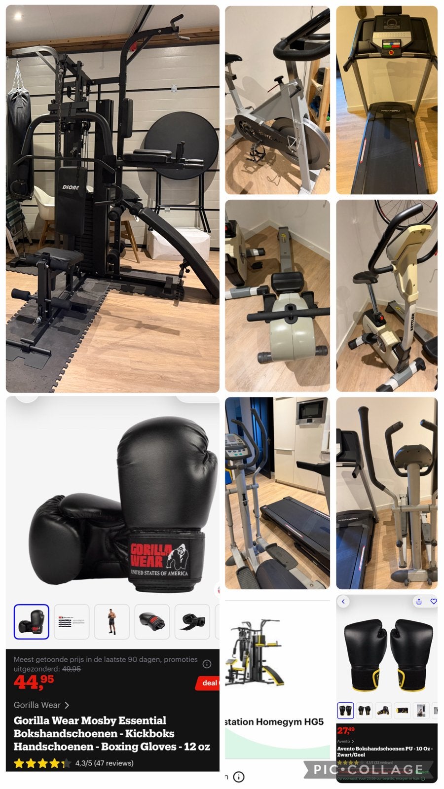 Complete Homegym Set: Krachtstation, Loopband, Roeitrainer,, Ophalen, Gebruikt, Krachtstation, Armen