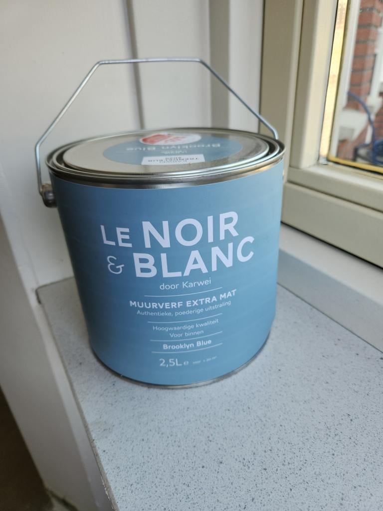 Karwei Le Noir & Blanc Muurverf Extra Mat Brooklyn Blue, Doe-het-zelf en Verbouw, Ophalen, Blauw, Nieuw, Verf
