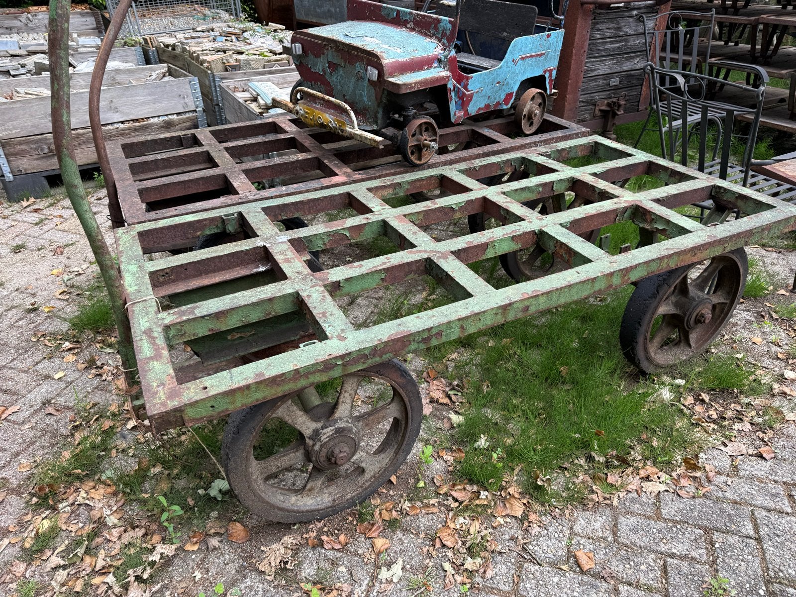 Antieke Industriële Transportkar - Robuust en Uniek, Gebruikt, Barrel Atelier, Ophalen of Verzenden, Info@barrelatelier.nl